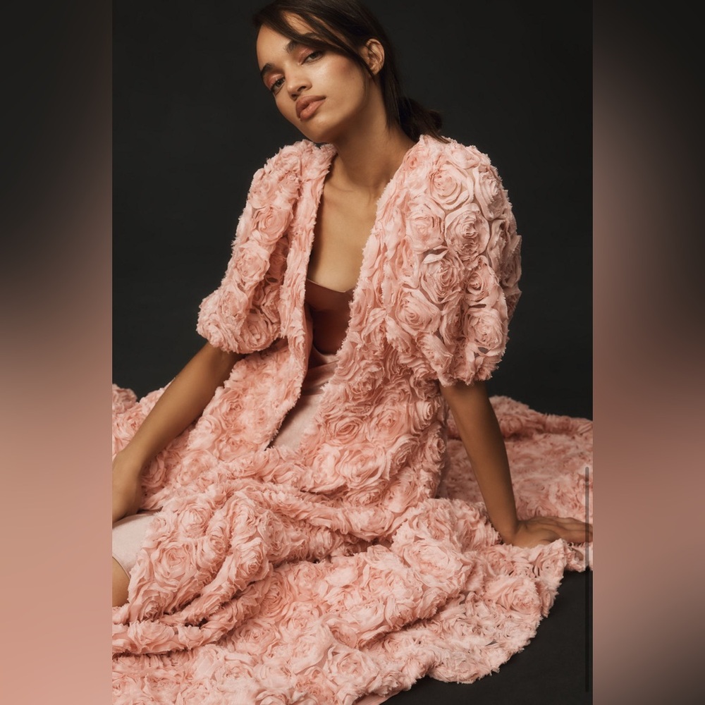 Anthropologie Pink Floral Duster